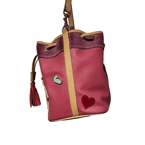 DOONEY & BOURKE Rare PINK Edition Lindsay Lohan Charm Leather Bucket Bag purse 6 - Picture 4 of 16